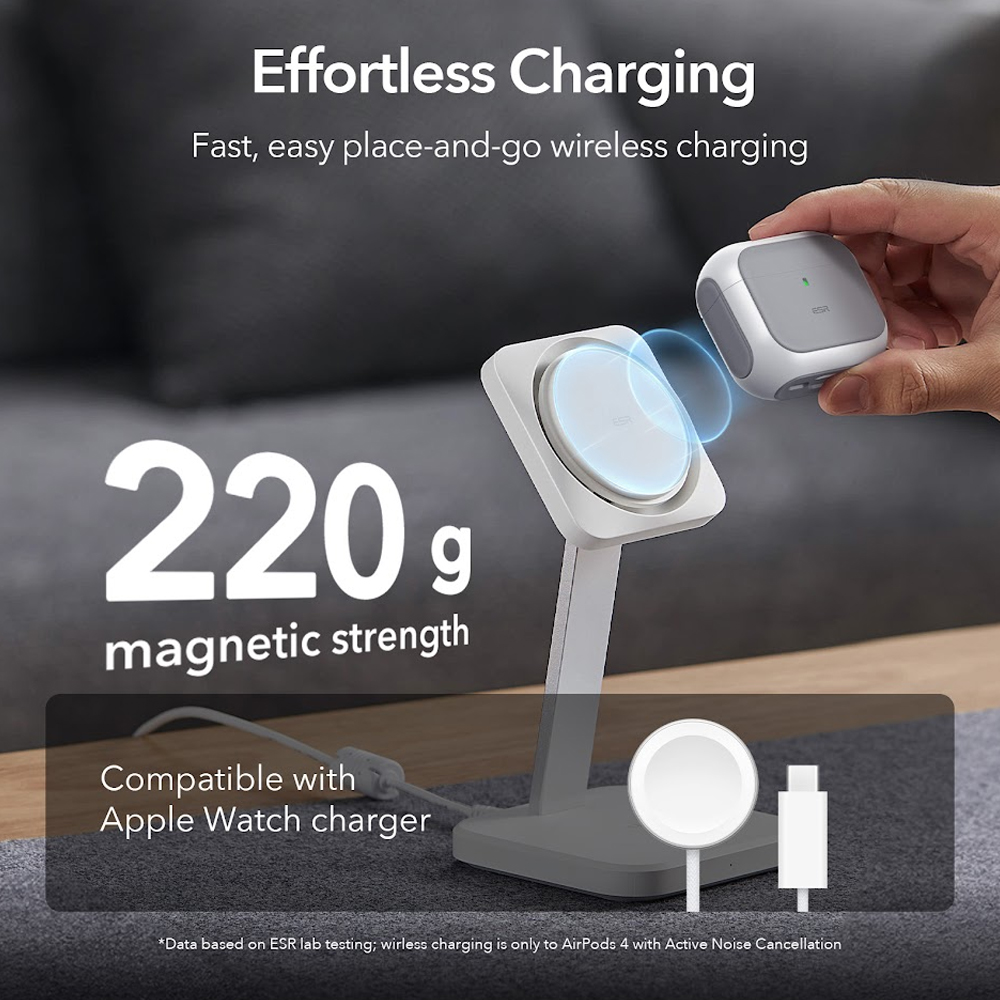 Capa ESR para AirPods 4 MagSafe Trava Magnética, Alça Branca