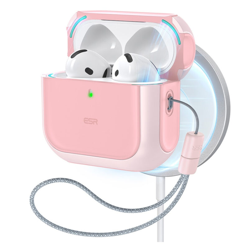 Capa ESR para AirPods 4 MagSafe Trava Magnética, Alça Rosa