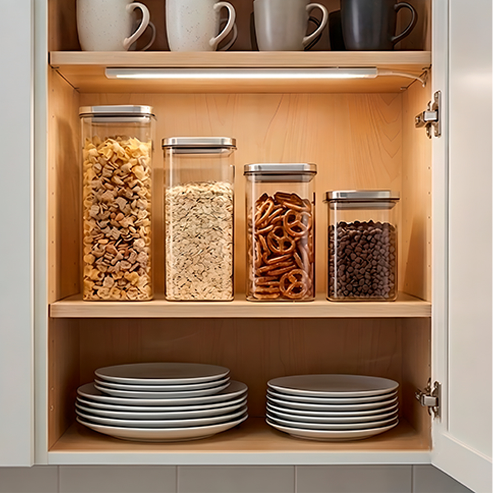 Pote Vidro Hermético Kit 4 Life Quadrado Tampa Inox Cozinha