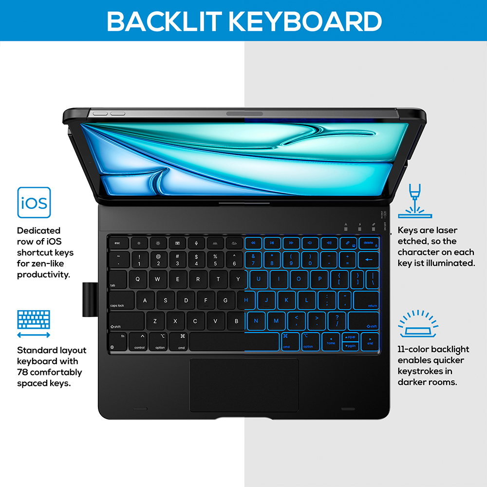 Capa Teclado iPad Pro/Air 11 Typecase Trackpad Retroiluminad