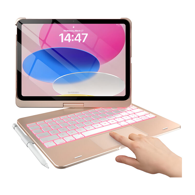 Capa Teclado Typecase Touch iPad 10 Gen Trackpad 360° Rosê