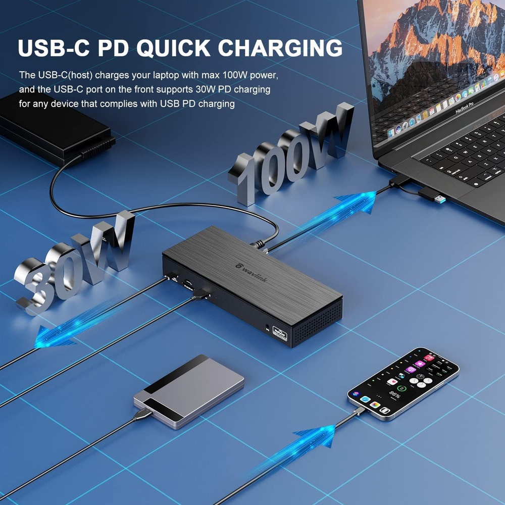 Docking Station USB-C Wavlink DisplayLink 4 Monitores 5K/4K