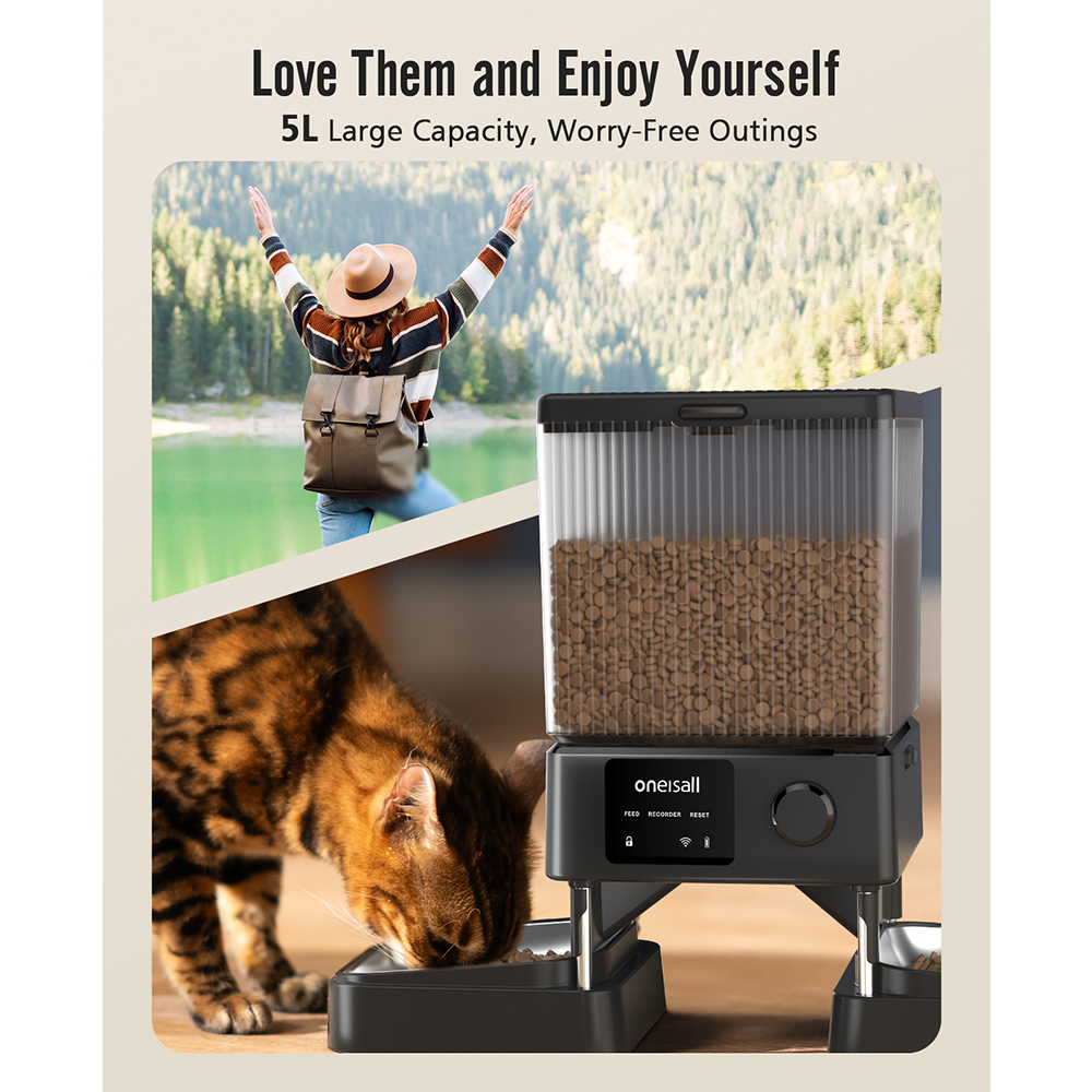 Comedouro Automático Wi-Fi Oneisall Duplo p/ Cães e Gatos