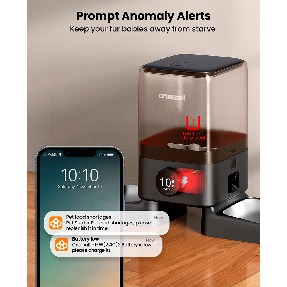 Comedouro Automático Wi-Fi 5L Duplo p/ Cães e Gatos Oneisall