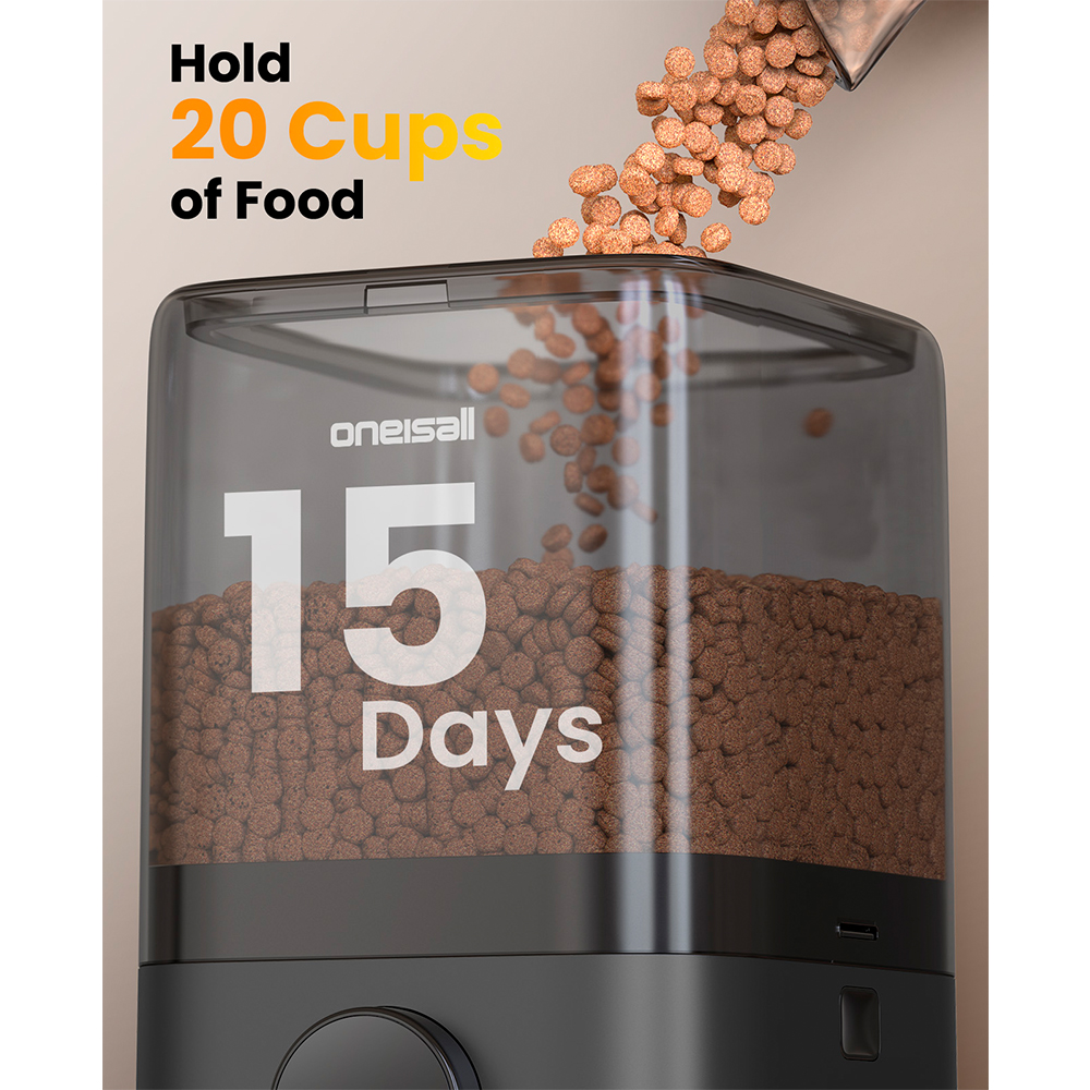 Comedouro Automático Wi-Fi 5L Duplo p/ Cães e Gatos Oneisall
