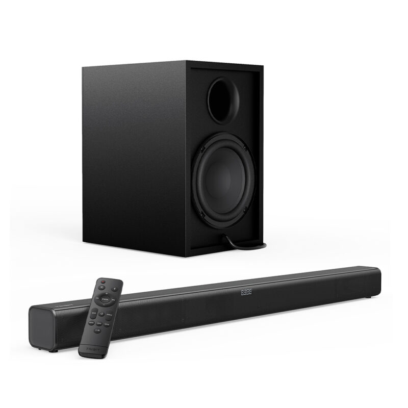 Soundbar Tribit S1 2.1 200W Subwoofer BT 5.3 Controle TV LED