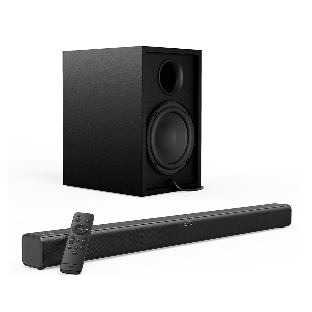 Soundbar Tribit S1 2.1 200W Subwoofer BT 5.3 Controle TV LED