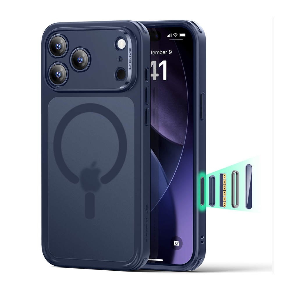 Capa ESR pra iPhone 17 Pro Max Antichoque MagSafe Azul Fosca