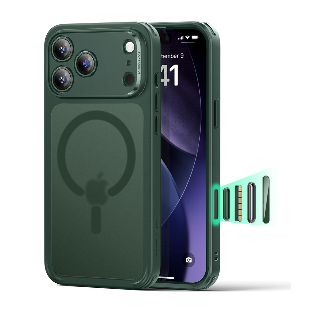 ESR Capa p/iPhone 17 Pro Max MagSafe Proteção Militar Verde