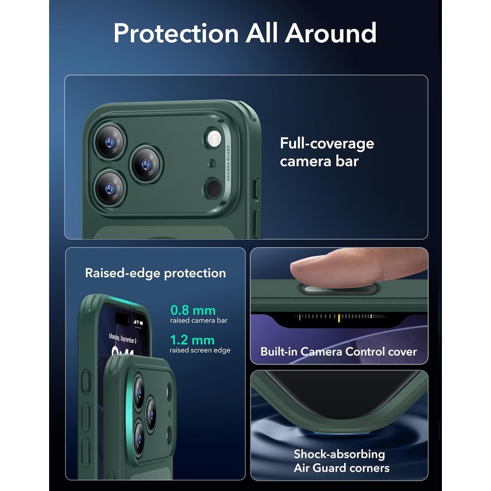 ESR Capa p/iPhone 17 Pro Max MagSafe Proteção Militar Verde