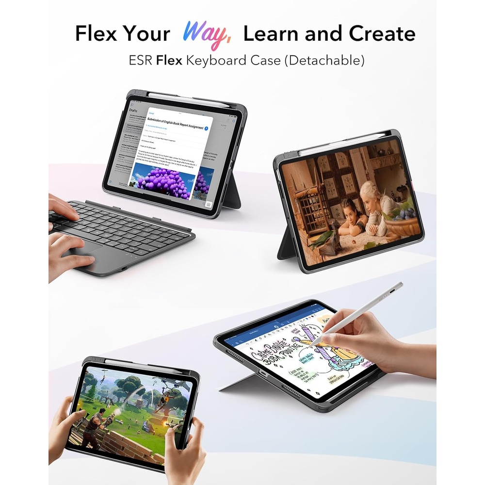 Teclado Capa Magnético ESR iPad Air 11 2024/25/5/4 Bluetooth