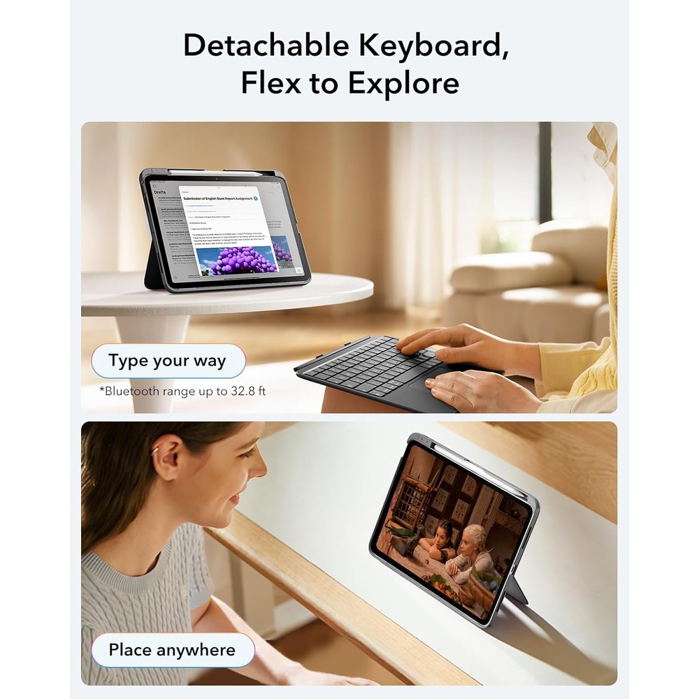 Teclado Capa Magnético ESR iPad Air 11 2024/25/5/4 Bluetooth