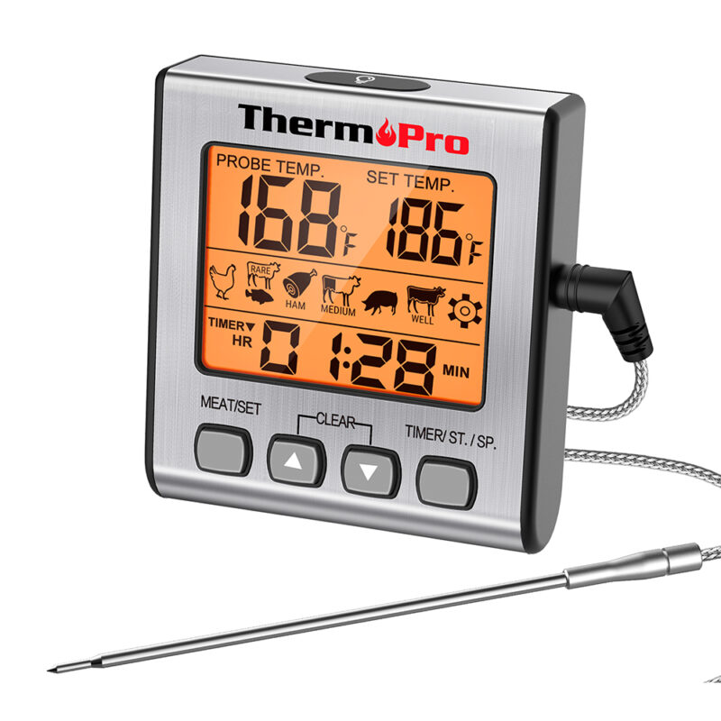 Termômetro Carne Digital ThermoPro TP16U Sonda Inox Prata