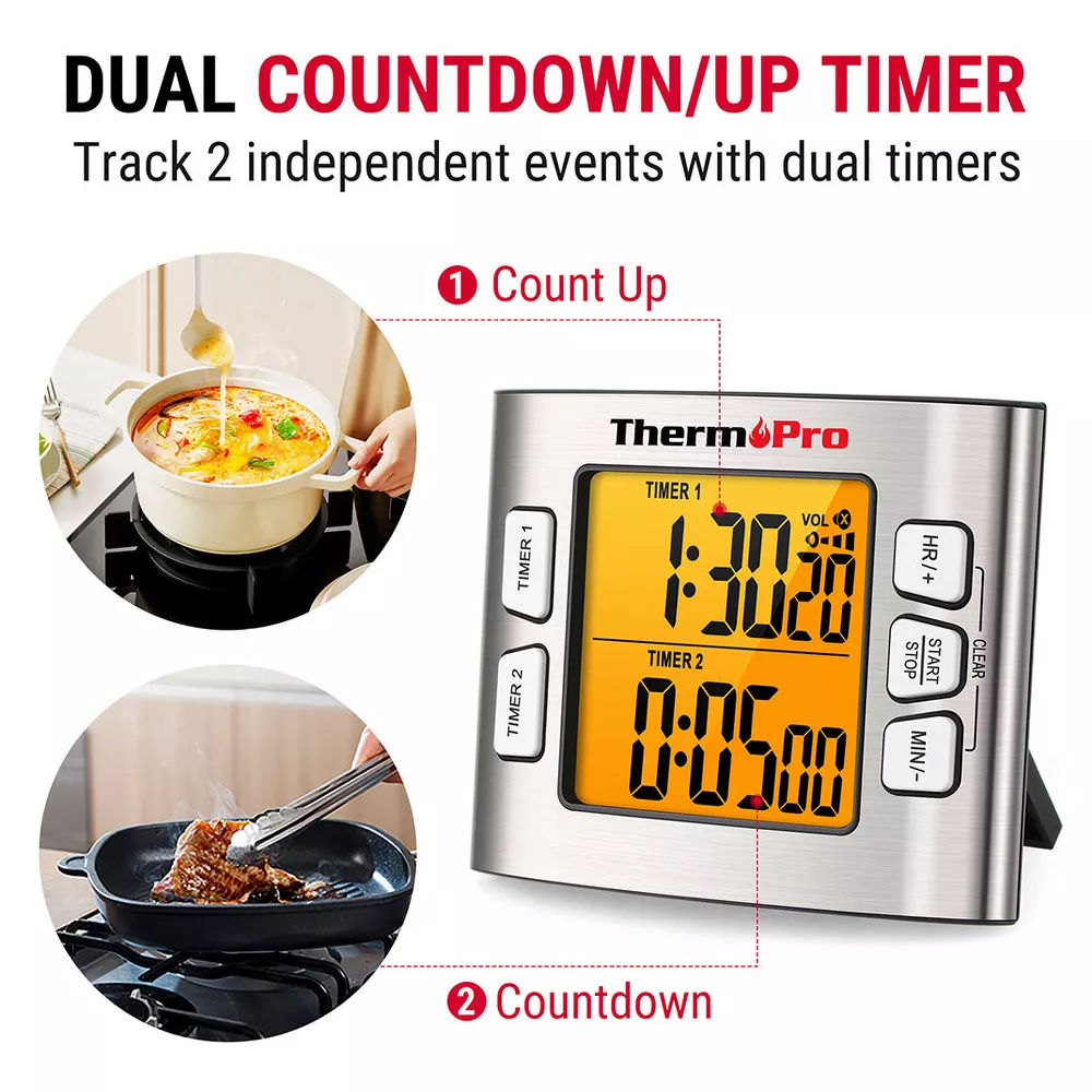 Temporizador Cozinha Digital ThermoPro TM02W Magnético LCD