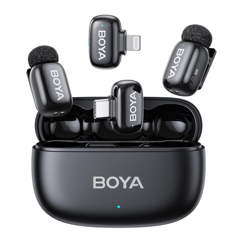 Microfone Lapela Sem Fio Boya Mini 2 USB-C/Ios IA-ANC Preto