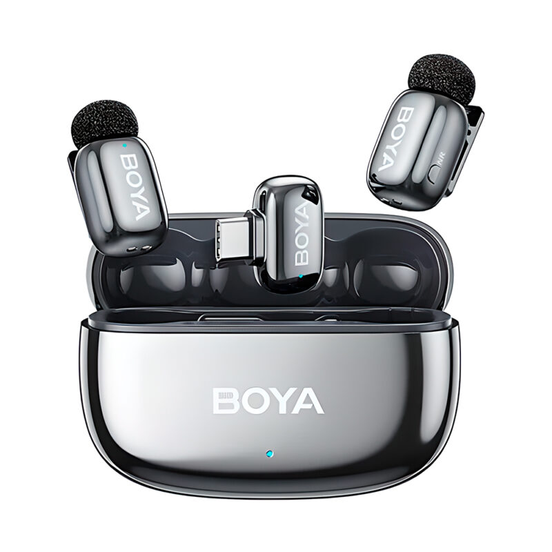 Microfone Lapela SemFio Boya Mini 2 USB-C IA-ANC Prata Lunar