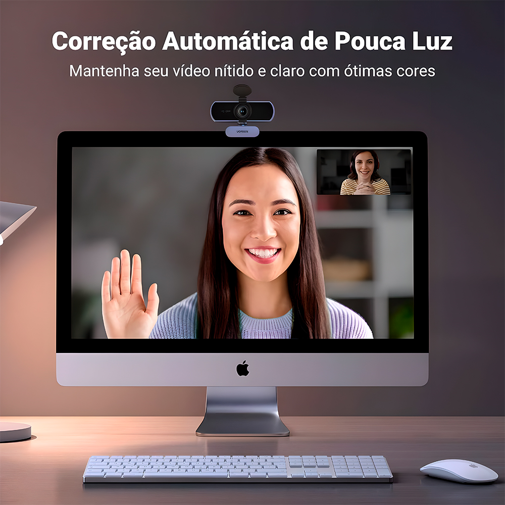 Webcam UGREEN 1080P Full HD 30FPS USB Microfone Duplo PC