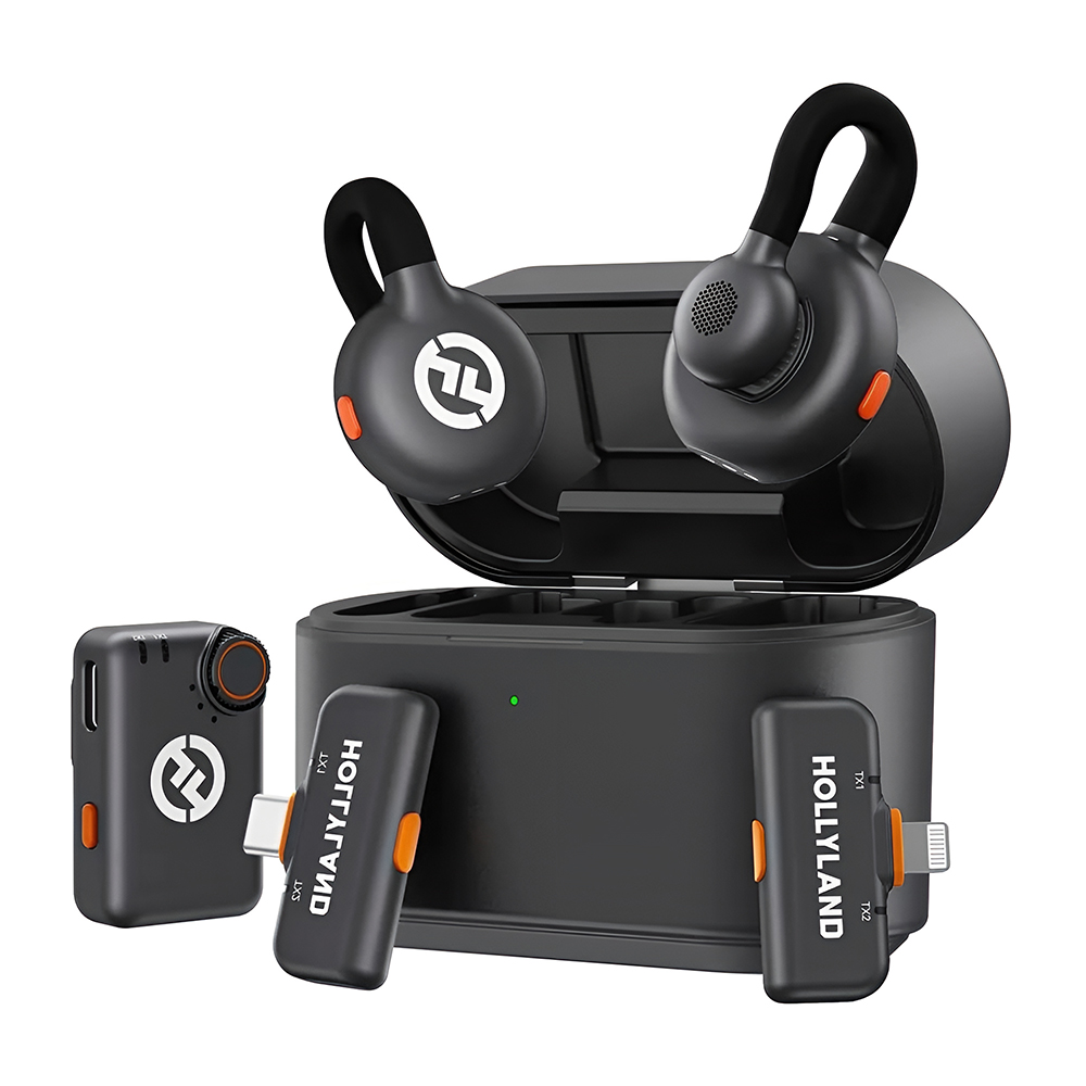 Microfone Sem Fio Hollyland LARK M2S Ultimate Combo para Câmera e Celular (USB-C/Lightning)