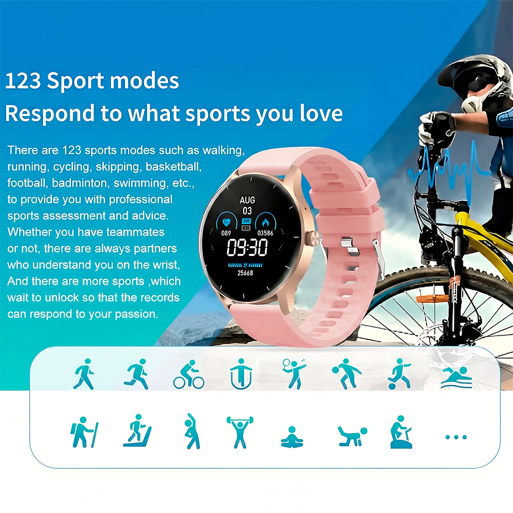 Relógio Smartwatch Peje Zw02 Chamada BT Android/Ios RosaGold