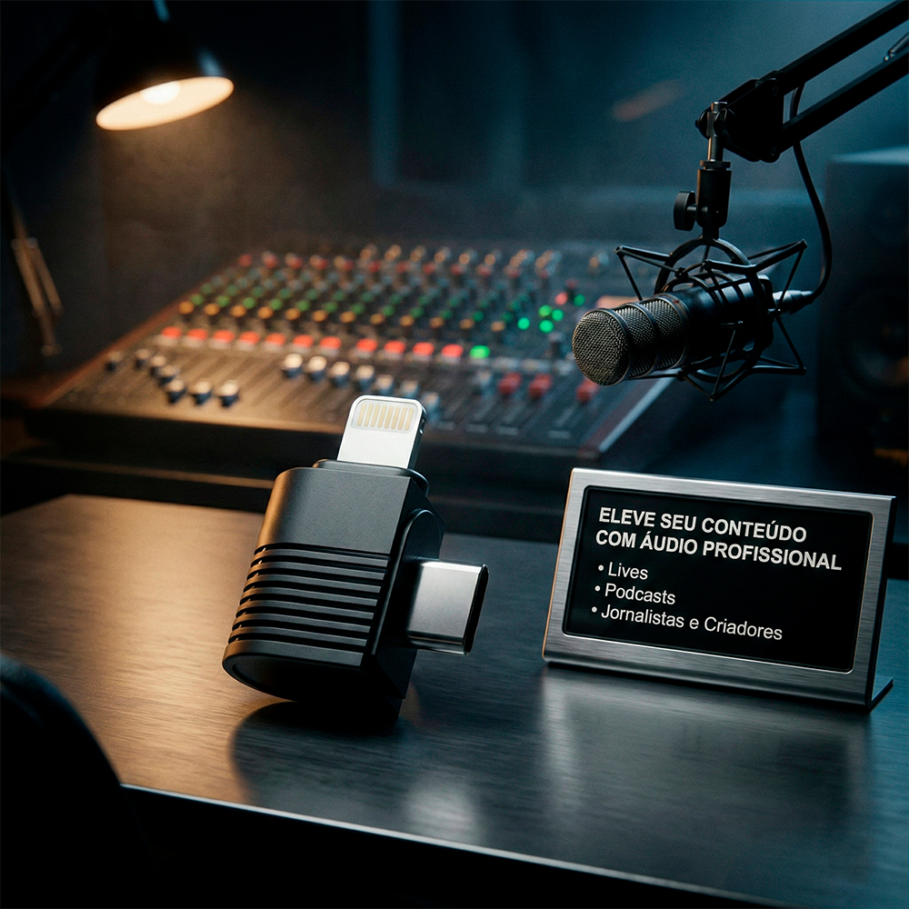 Adaptador Ulanzi A100 Microfone Usb C para Lightning iPhone