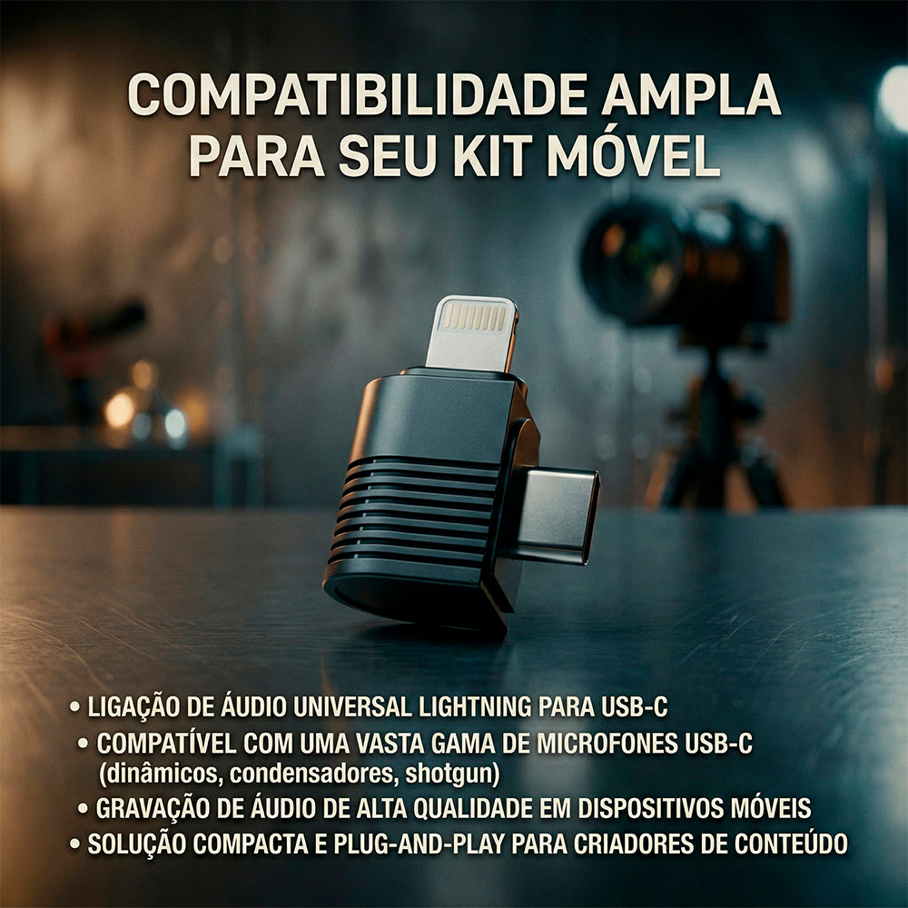 Adaptador Ulanzi A100 Microfone Usb C para Lightning iPhone