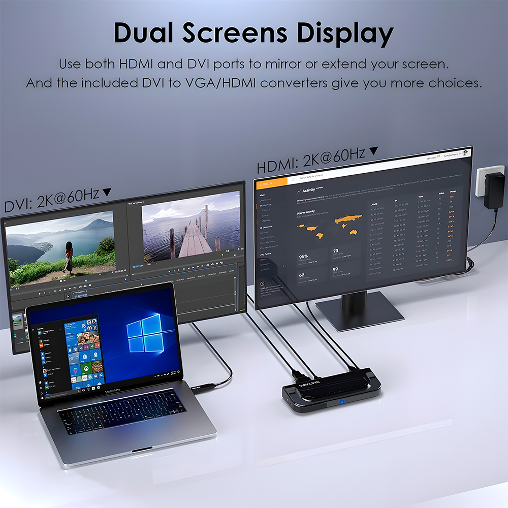 Docking Station Acoplamento Wavlink Dual Monitor 4K USB 3.0