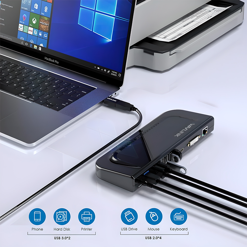 Docking Station Acoplamento Wavlink Dual Monitor 4K USB 3.0
