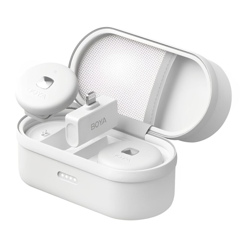 Sistema Microfone Sem Fio Boya Omic-D Lapela p/Ios Branco