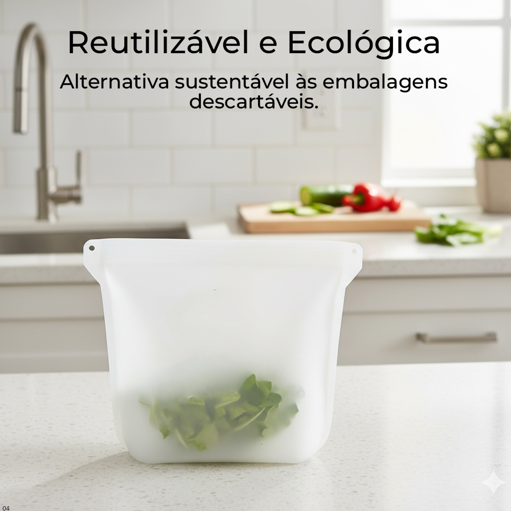 Bag/Bolsa Silicone Life NT10 500ml p/Armazenar Alimento