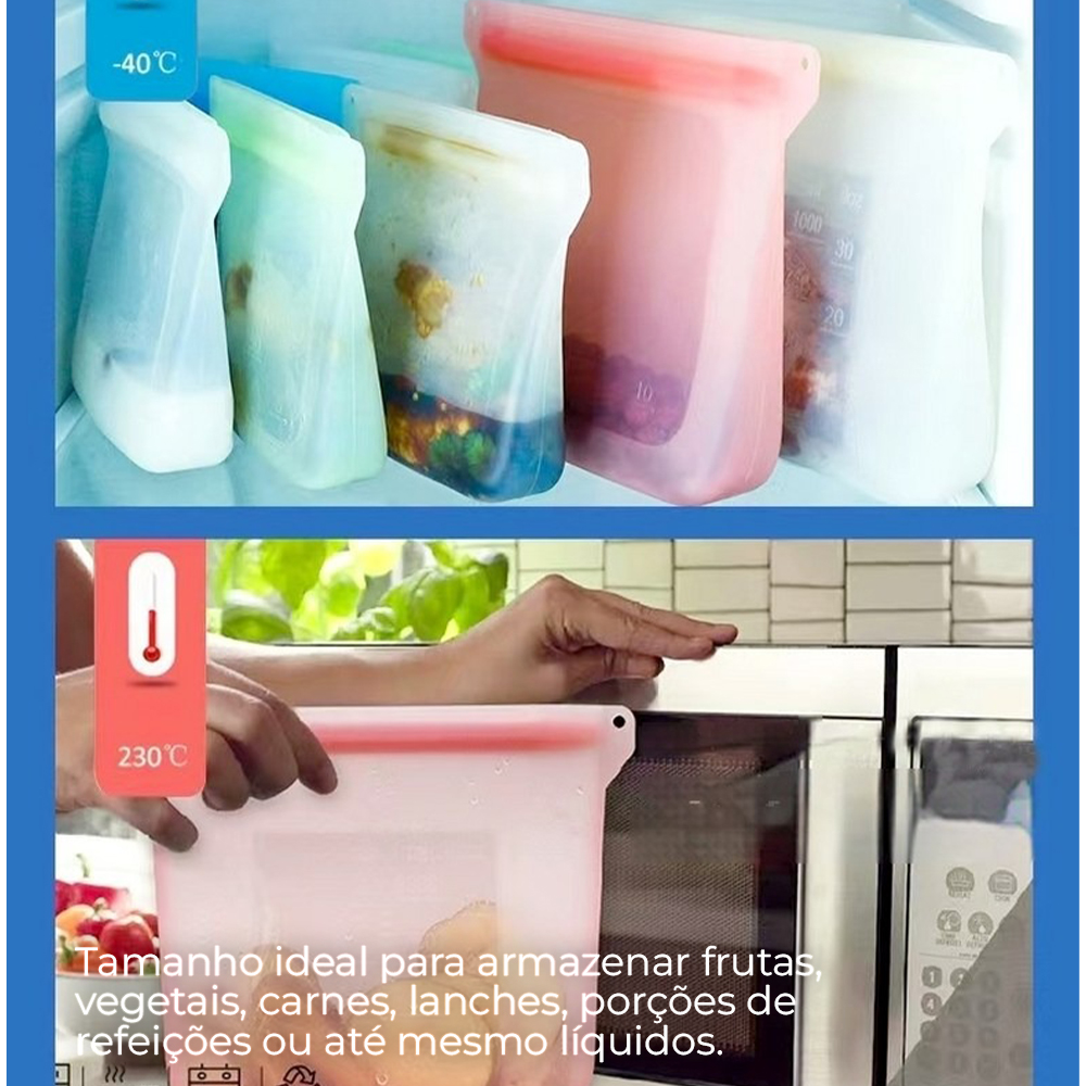 Bag/Bolsa Silicone Life NT10 500ml p/Armazenar Alimento