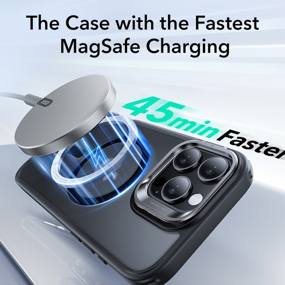 Capa iPhone 16 Pro Max Esr com Suporte Stash Preto Fosco