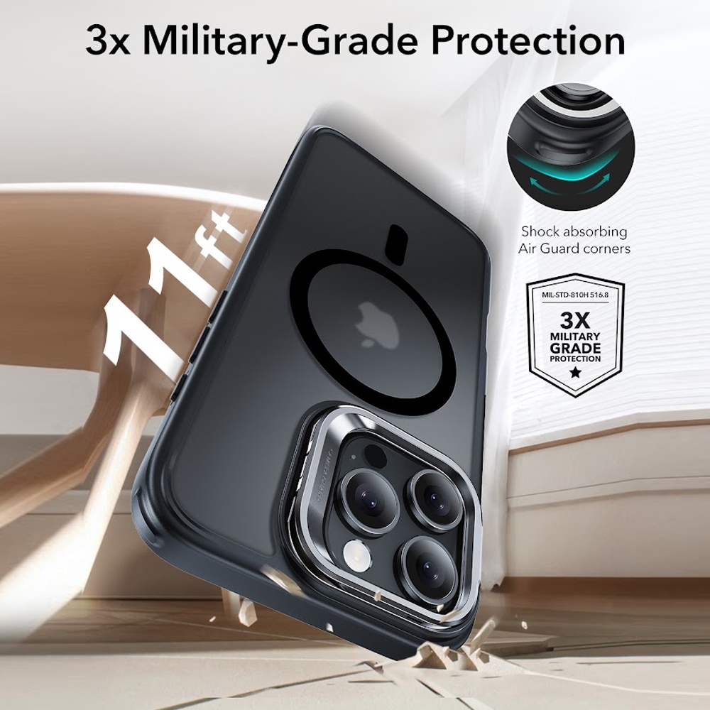 Capa iPhone 16 Pro Max Esr com Suporte Stash Preto Fosco