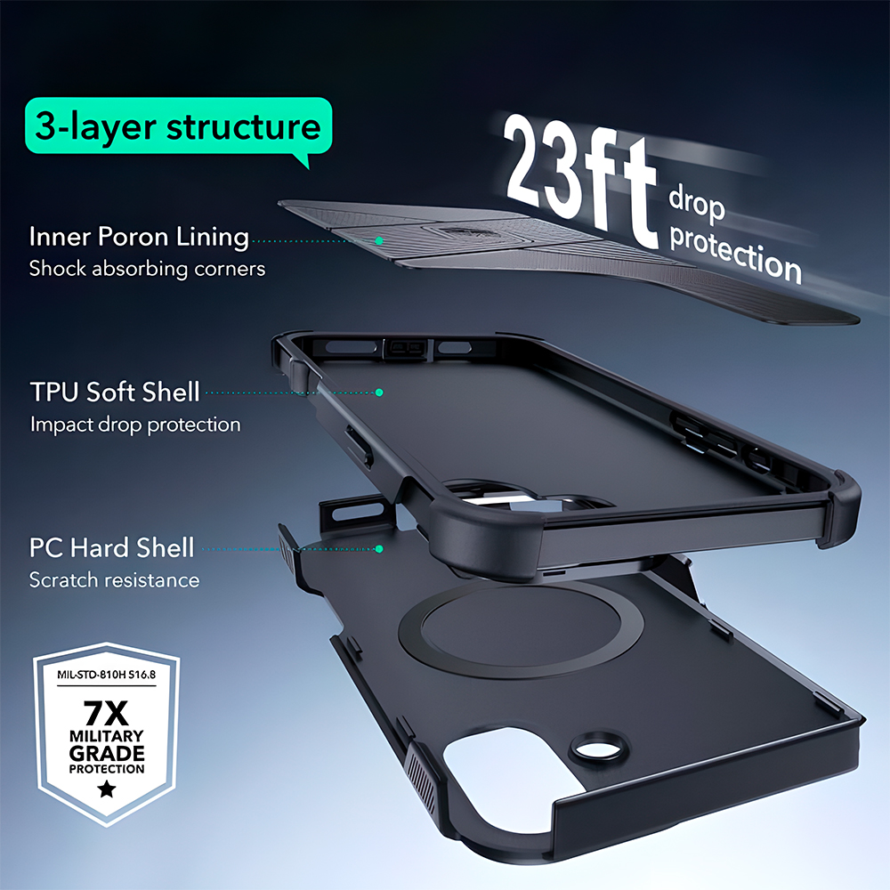 Capa iPhone 16 Esr Cyber Armor com Suporte Stash Preta