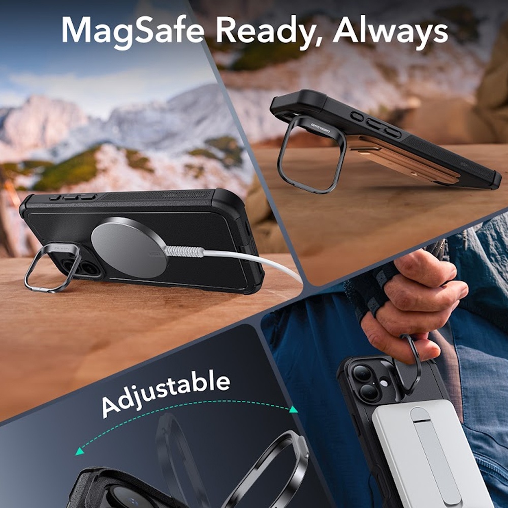 Capa iPhone 16 Esr Cyber Armor com Suporte Stash Preta