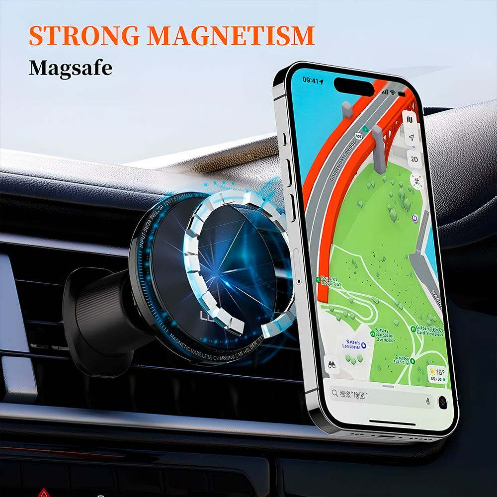 Suporte Celular Carro Magnético Ldnio Sem Fio 15W Magsafe