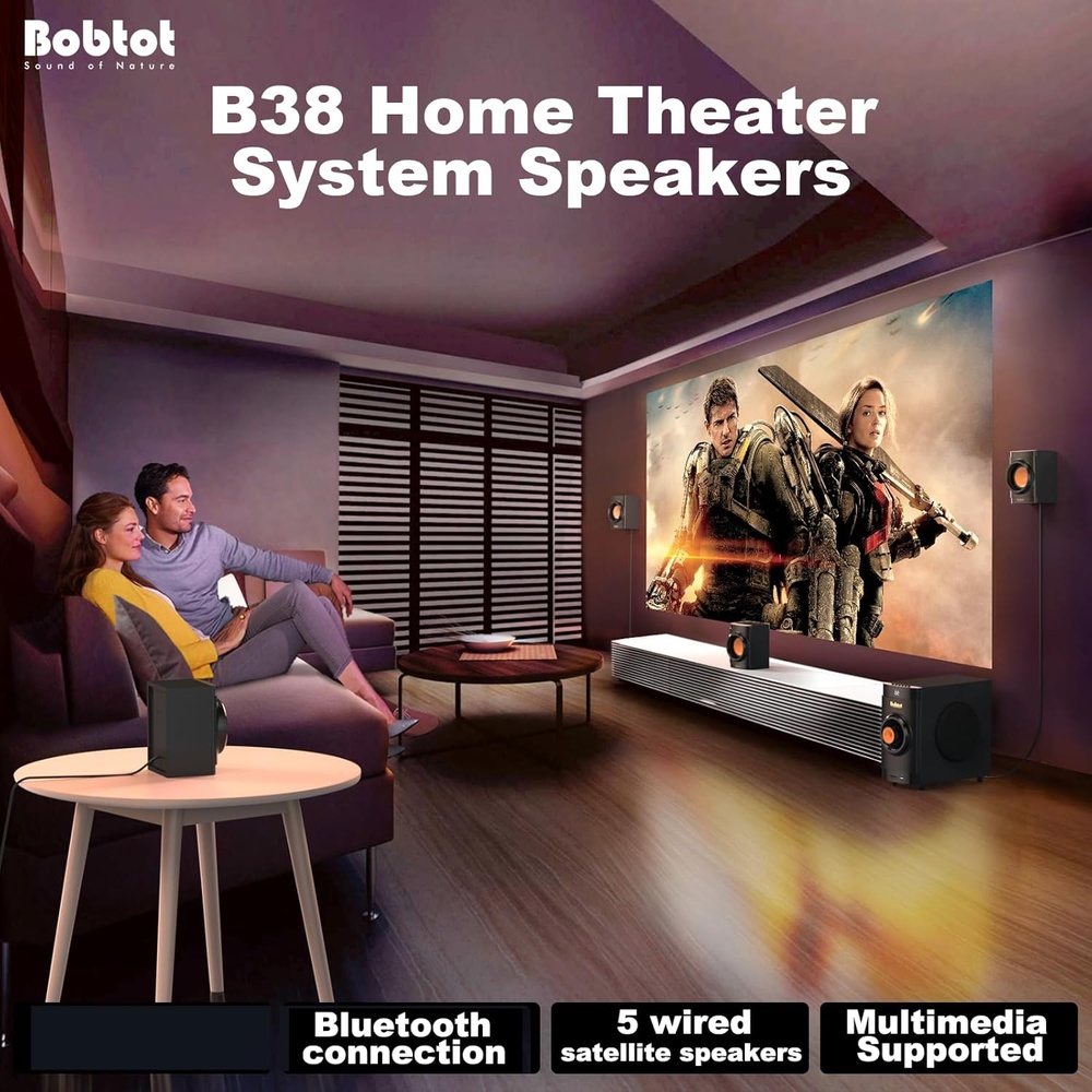 Home Theater Bobtot 200W 5.1 HDMI ARC Subwoofer 4" 110V