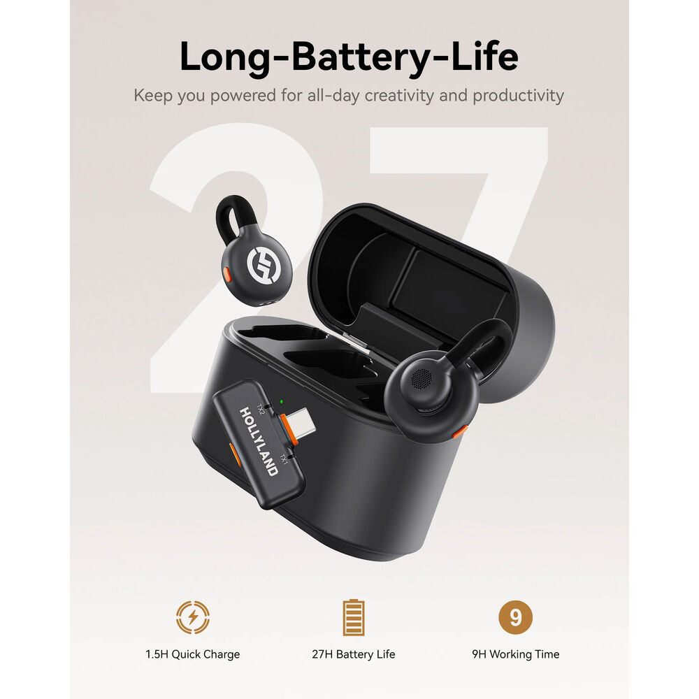 Microfone Lapela Sem Fio Hollyland LARK M2S Duo, USB-C Vlog