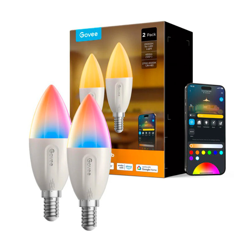 Lâmpada Inteligente Govee E12 RGBWW 450lm Kit 2 Matter WiFi