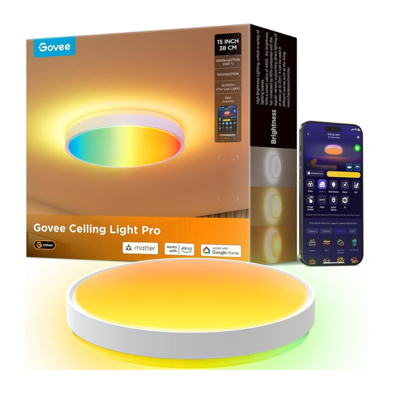 Luminária Govee RGBIC Teto 4300lm WiFi BT Matter Smart LED