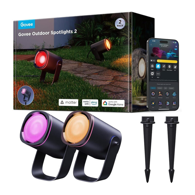 Refletor Externo Jardim Govee Matter Rgbwic Ip67 2 Peças