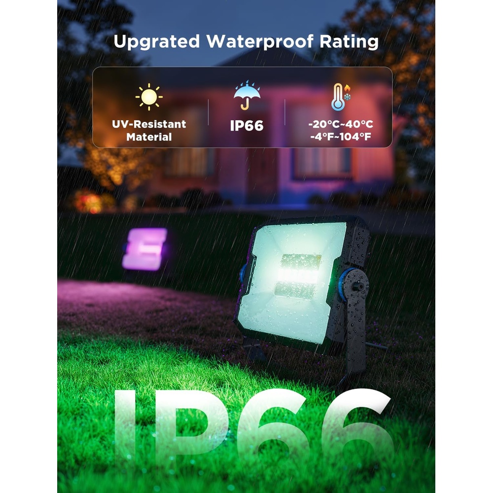 Refletor LED Inteligente Govee RGBIC Jardim IP66 App 4 Pcs
