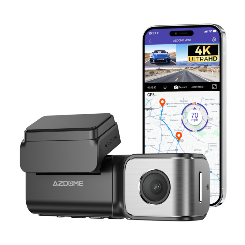 Câmera Veicular Azdome M360 4K GPS WiFi Dual Visão Noturna