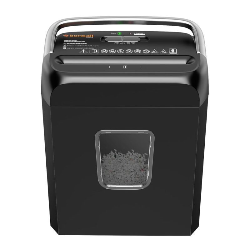 Triturador Papel Bonsaii 6 Folhas Corte Cruzado P4 13L Alça