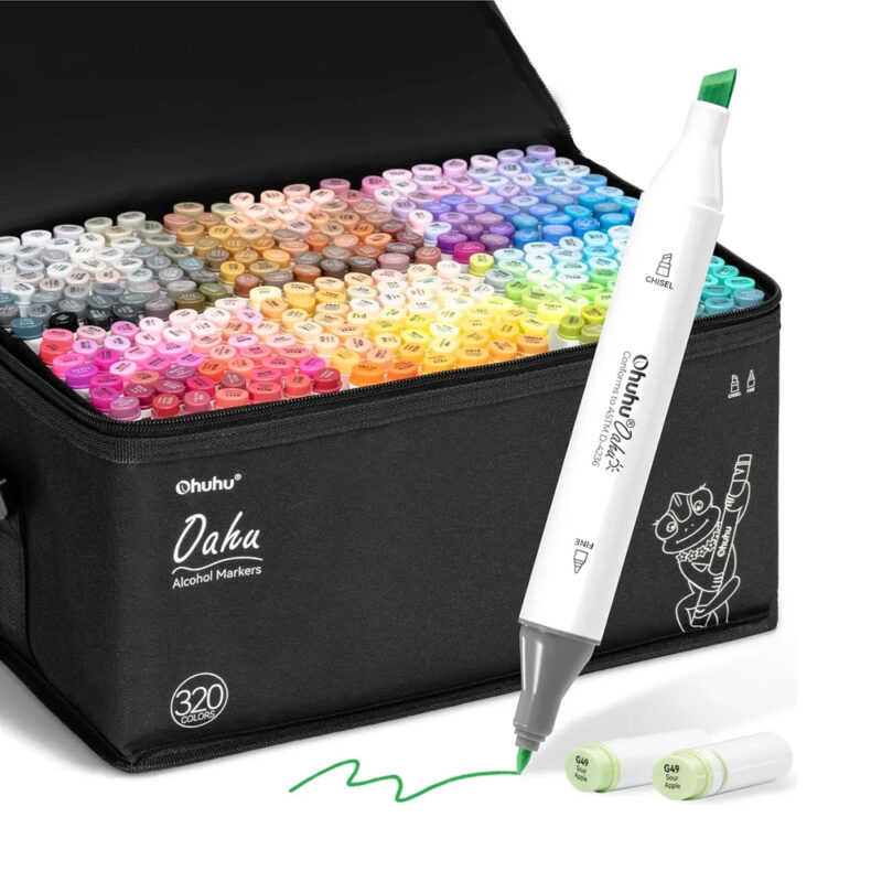 Marcadores Desenho Ohuhu Oahu 320 Cores Álcool Dupla Ponta