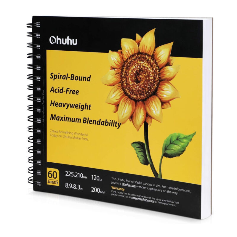 Bloco Ohuhu Sketchbook 200g 60fl Marcador Álcool Quadrado