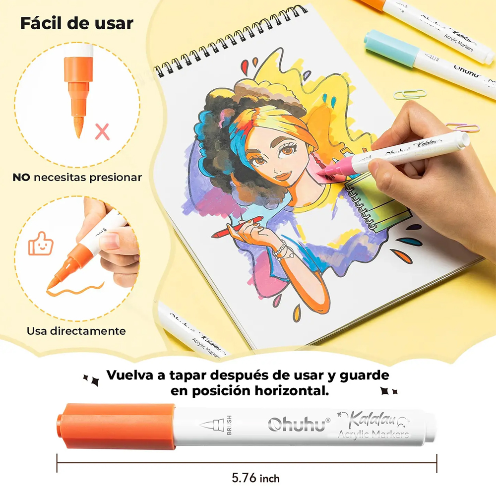 Marcadores Acrílicos Ohuhu 30 Cores Canetas Tinta para Arte