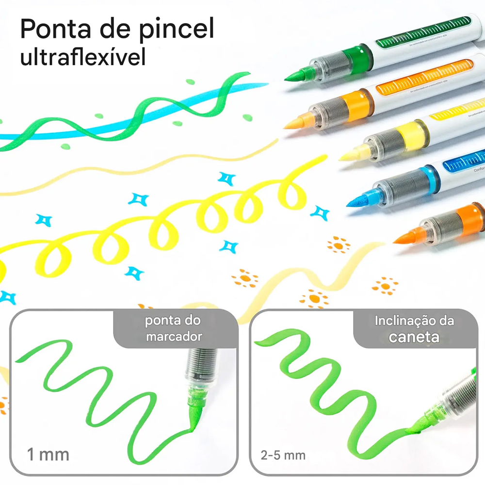 Ohuhu Marcadores Acrílicos Ponta Pincel Flexível 48 Cores