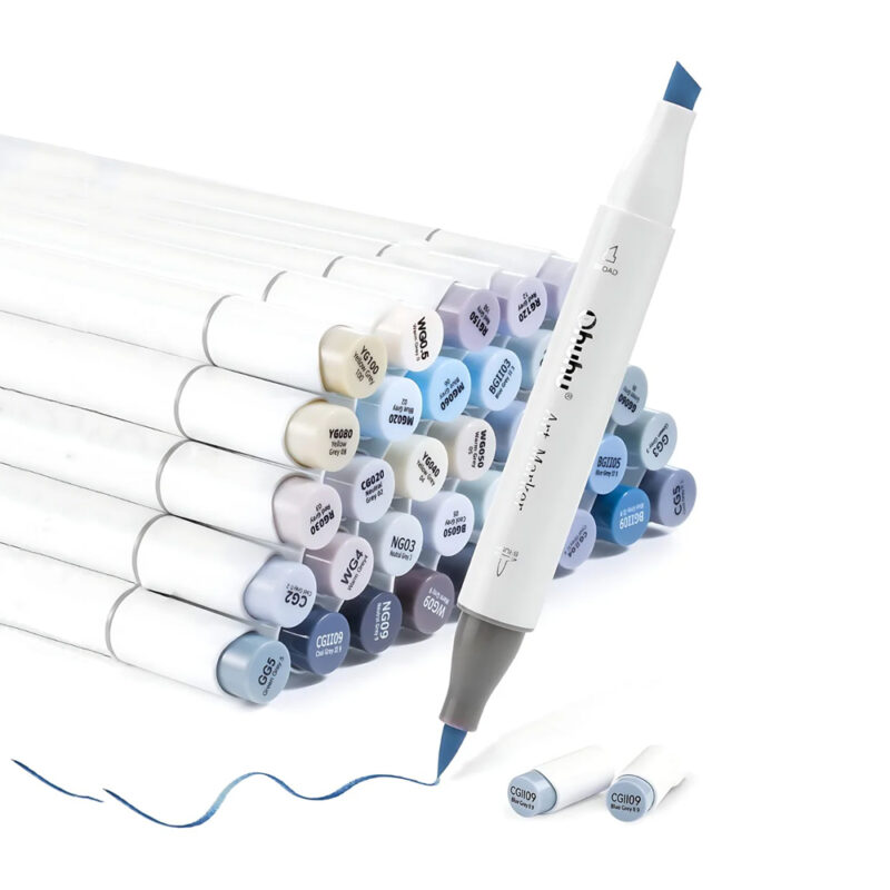 Marcadores Ohuhu Honolulu Gray Ponta Dupla Pincel 36 Cores