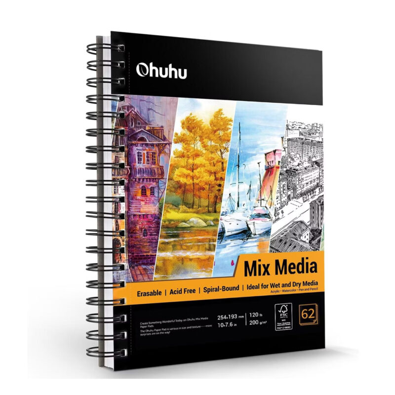 Bloco Ohuhu Sketchbook 200g 62fl Mídia Mista Profissional