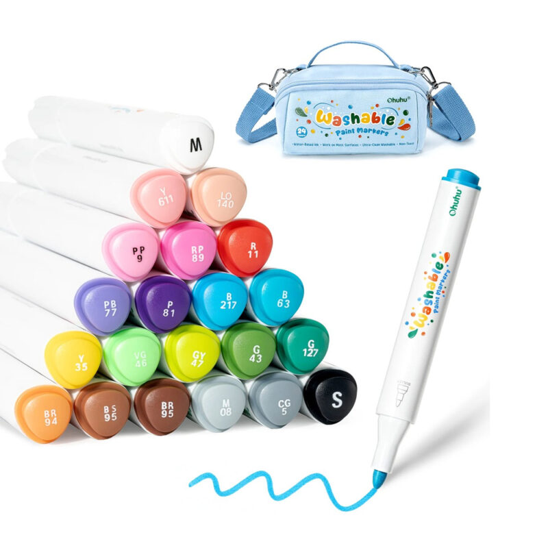 Marcadores Acrílicos Ohuhu 24 Cores Laváveis para Crianças